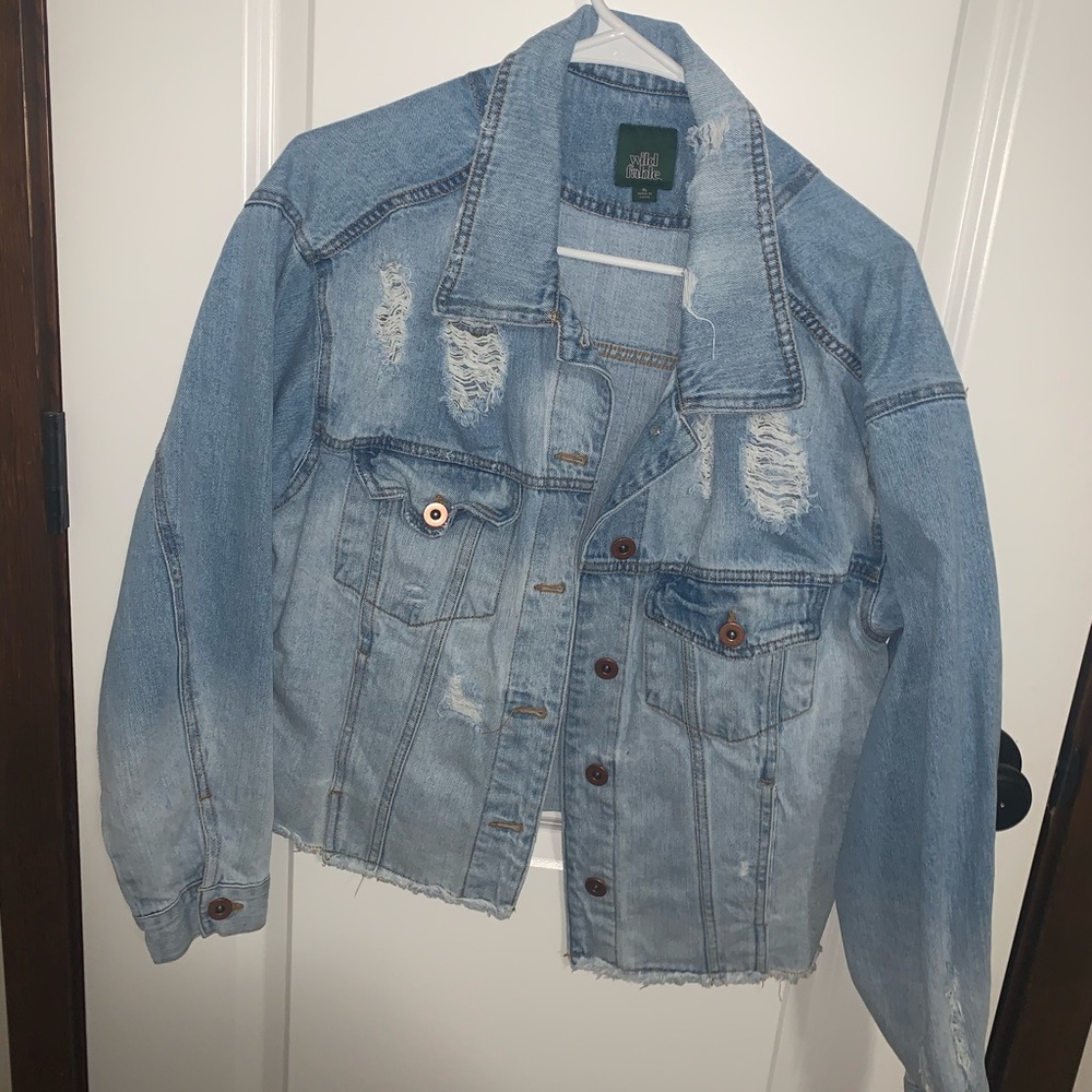 Distressed white wash Jean jacket